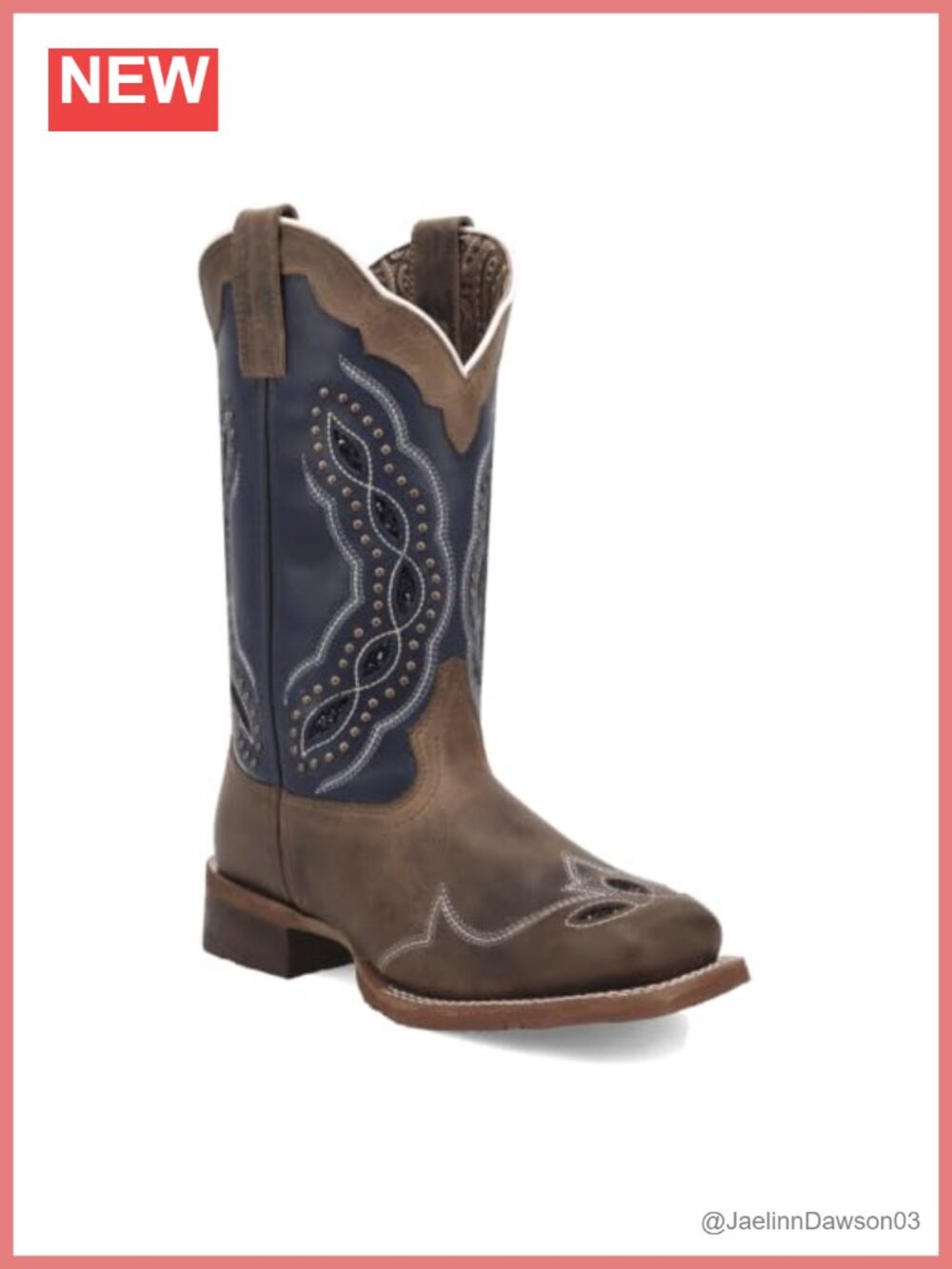 Laredo Dragonfly Square Toe Pull On Western Boots Leather Mid Calf